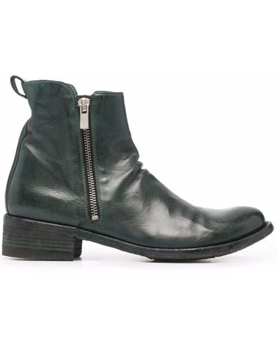 Officine Creative Lison Ruched-detail Leather Ankle Boots - Green