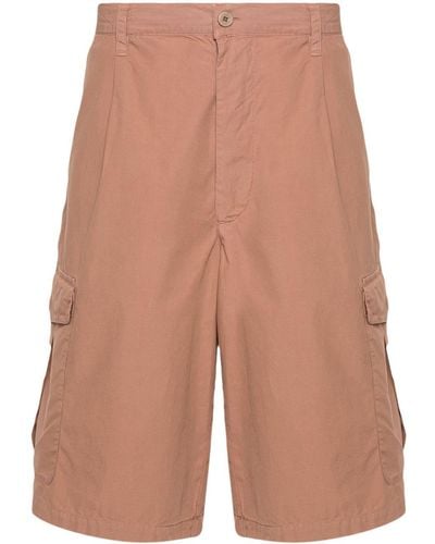 Emporio Armani Pleat-detail Cotton Cargo Shorts - Brown