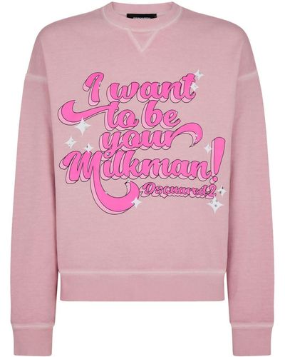 DSquared² Slogan-print Cotton Sweatshirt - Pink