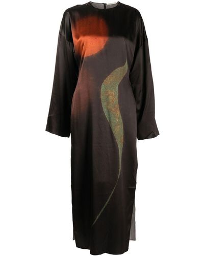 Samuel Guì Yang Cosmos-print Maxi Dress - Black