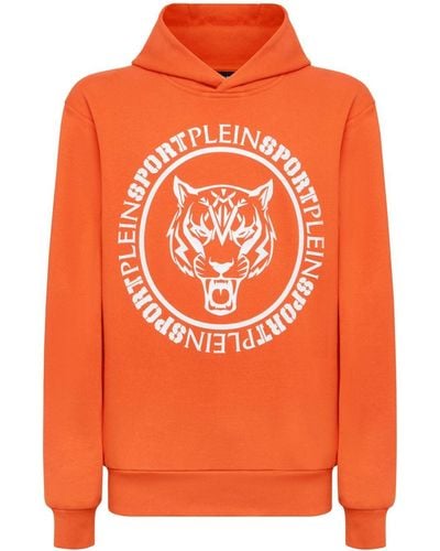 Philipp Plein Carbon Tiger Cotton-blend Hoodie - Orange