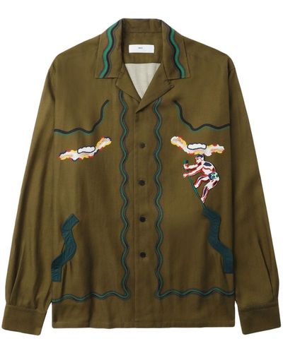 Toga Embroidered Cotton-blend Shirt - Green