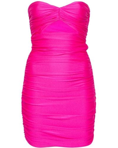 Amen Ruched Strapless Mini Dress - Pink