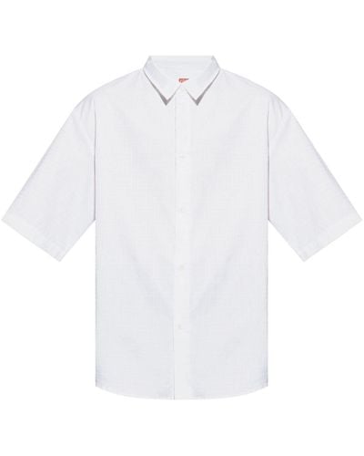 KENZO Chemise en coton à logo en jacquard - Blanc