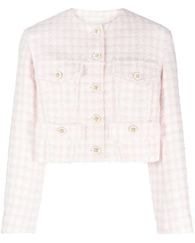 Sandro Cropped Tweed Button-up Jacket - White