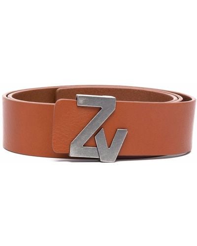 Zadig & Voltaire Cinturón con hebilla del logo - Marrón