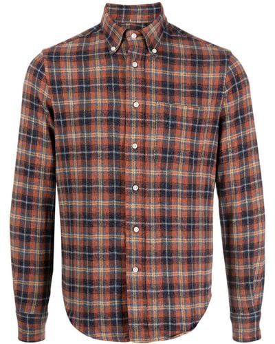 Gitman Vintage Plaid-print Cotton Shirt - Brown