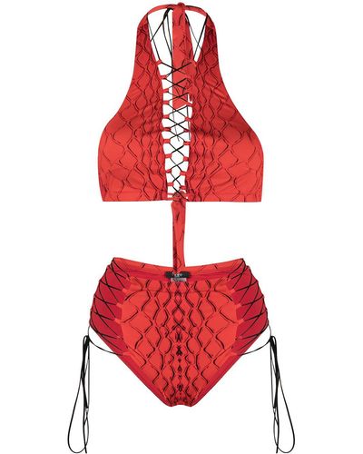 Noire Swimwear Bikini Addicted con estampado de piel de serpiente - Rojo