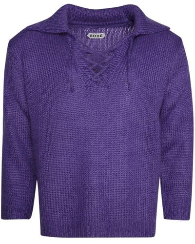 Bode Alpine Lace-up Sweater - Purple