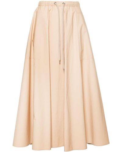 Moncler A-line Midi Cotton Skirt - Natural