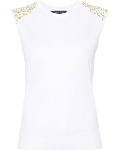 Fabiana Filippi Sequin-embellished Fine-knit Top - White