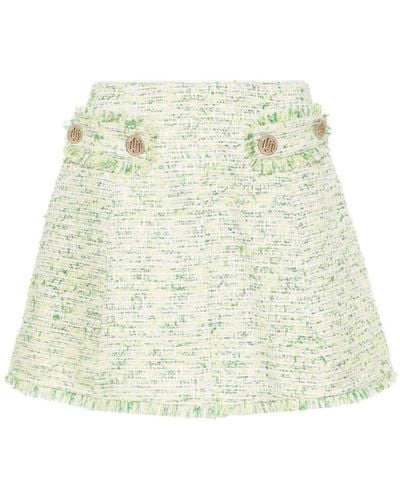 Liu Jo Frayed-detail Bouclé Miniskirt - White