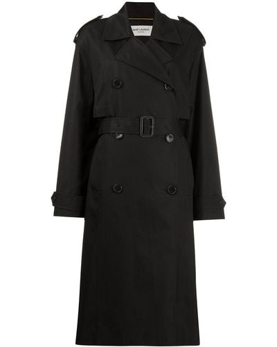 Saint Laurent Belted Trench Coat - Black