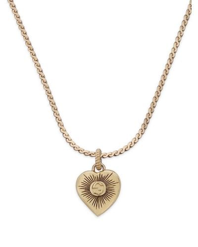 Gucci Interlocking G Heart Pendant Necklace - Metallic