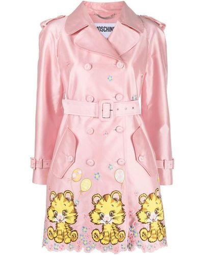 Moschino Trench croisé à broderies - Rose