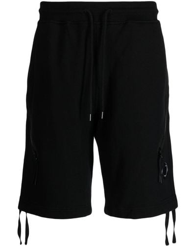 C.P. Company Embossed-logo Cotton Shorts - Black
