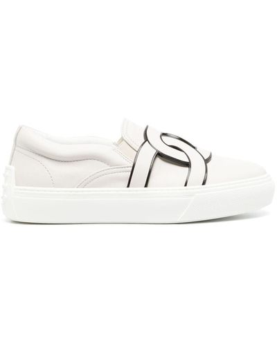 Tod's Kate Slip-on Leather Sneakers - White