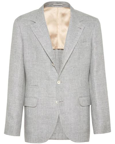 Brunello Cucinelli Blazer Met Enkele Rij Knopen En Puntige Revers - Grijs