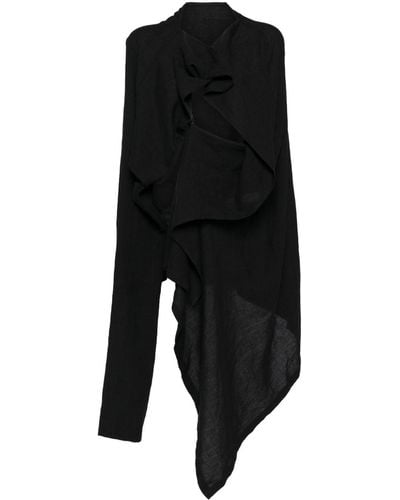 Yohji Yamamoto Draped Linen Jacket - Black