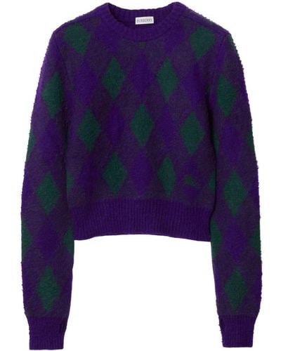Burberry Gestrickter Cropped-Pullover - Blau