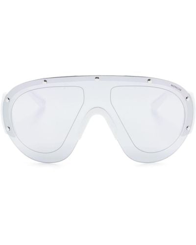 Moncler Sonnenbrille mit Oversized-Gestell - Weiß