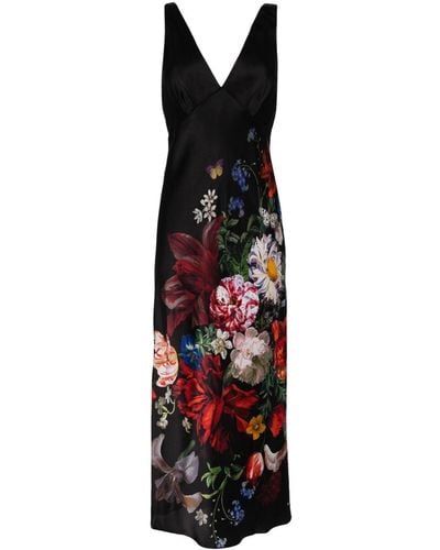 Camilla Slip dress con estampado floral - Negro