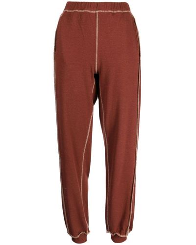 Baserange Pantalon de jogging nervuré à coutures contrastantes - Rouge