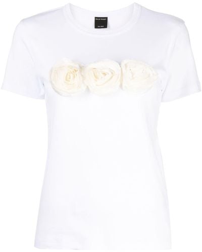 MERYLL ROGGE T-Shirt mit Blumenapplikation - Weiß