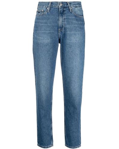 Calvin Klein Hoch sitzende Tapered-Jeans - Blau