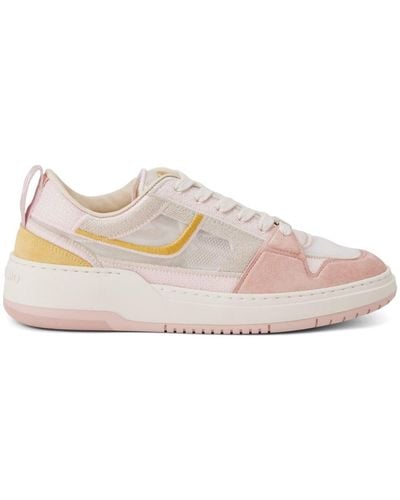 Ferragamo Mesh Suede Lace-up Sneakers - Pink