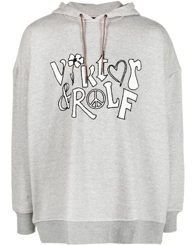 Viktor & Rolf Logo-print Cotton Hoodie - Grey