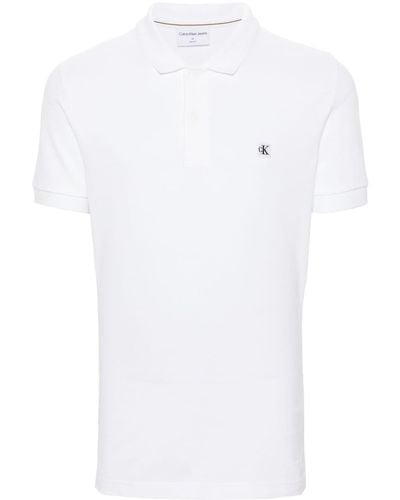 Calvin Klein Logo-patch Piqué Polo Shirt - White