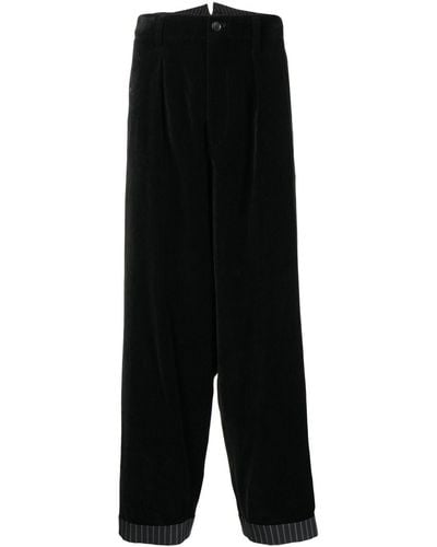 Yohji Yamamoto Pantalones anchos de talle alto - Negro