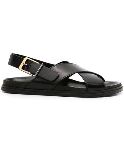 The Row Buckled Leather Sandals - Black