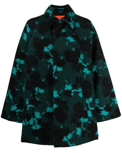 Colville Graphic-print Concealed-front Coat - Green