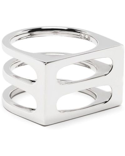 Tom Wood Cage Recycled Sterling Silver Ring - White