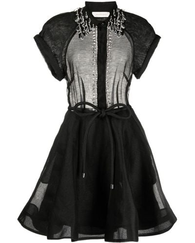 Zimmermann Matchmaker Flip Crystal-embellished Minidress - Black