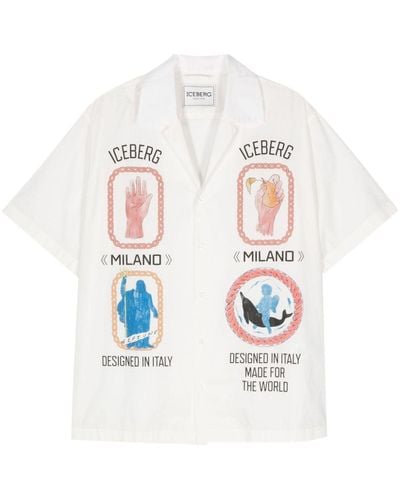 Iceberg Hemd mit "Rome"-Print - Weiß