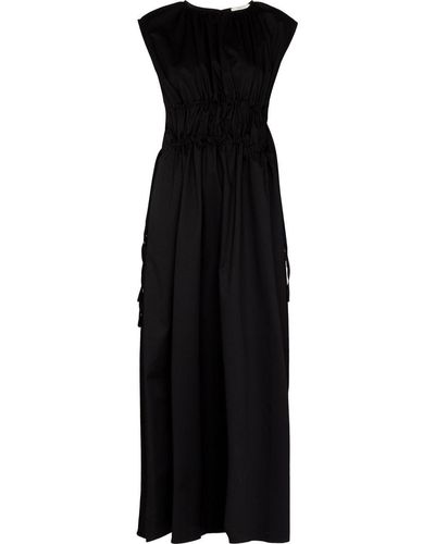 Asceno Giulia Ruched Waist Maxi Dress - Black