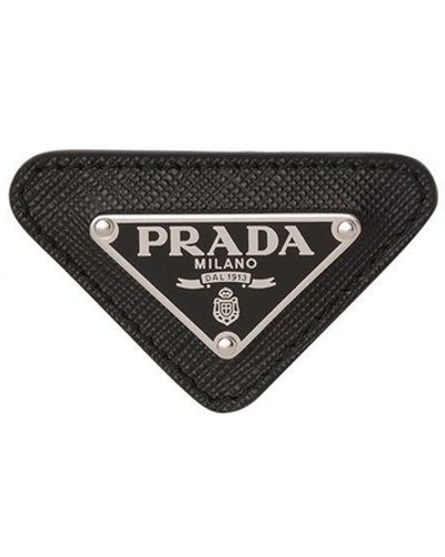 Prada Enameled Triangular Logo Pin - Black