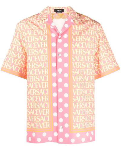 Versace Camicia in seta a stampa - Rosa