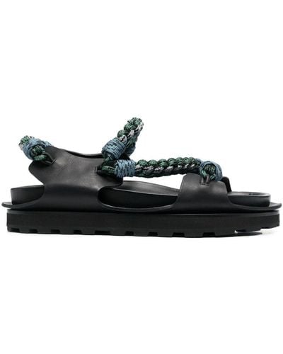Jil Sander Braided Leather Sandals - Black