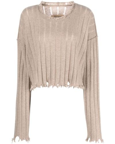 Uma Wang Distressed-efffect Cashmere Sweater - Natural