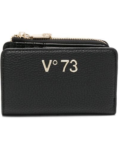 V73 Portefeuille en cuir artificiel à plaque logo - Noir