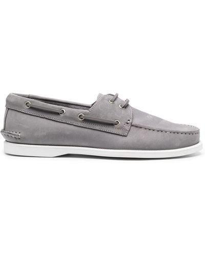 SCAROSSO Orlando Leather Boat Shoes - Gray
