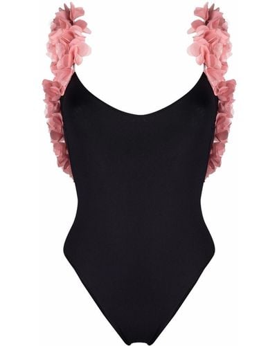 LaRevêche Ruffle-detail Swimsuit - Black