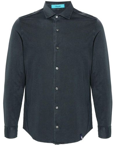 Drumohr Classic-collar Cotton Shirt - Blue