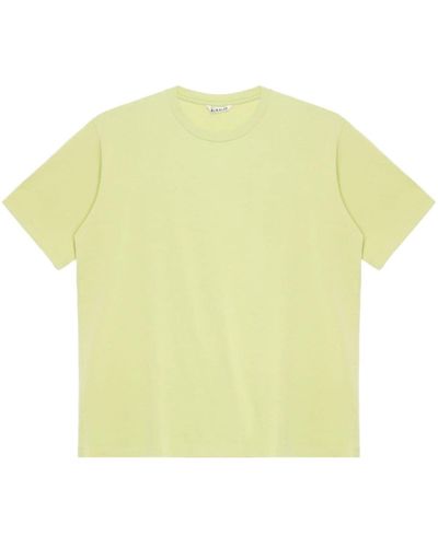 AURALEE Crew-neck Cotton T-shirt - Yellow
