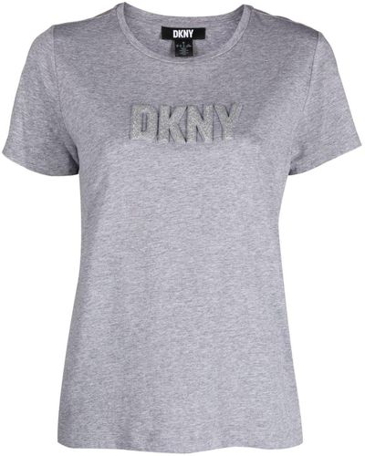 DKNY T-shirt Met Logo-reliëf - Grijs