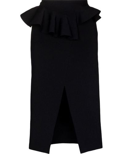 Alexander McQueen Falda con detalle de volantes - Negro